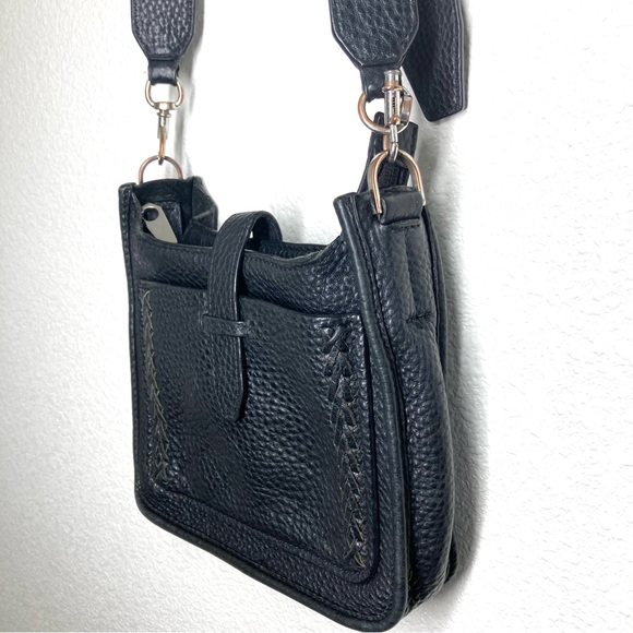 Rebecca Minkoff Pebbled Leather Mini Tote Bag 8x7" Black Minimalist - Picture 11 of 16